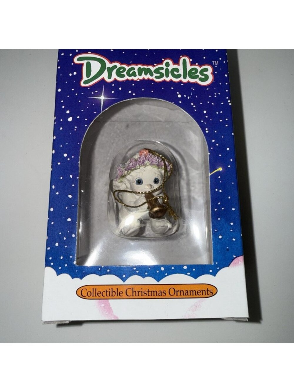 Vintage Dreamsicles CHERUB Angel With Horn Hanging Christmas Tree  Ornament 1995